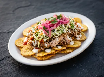 Pollo con tajadas.